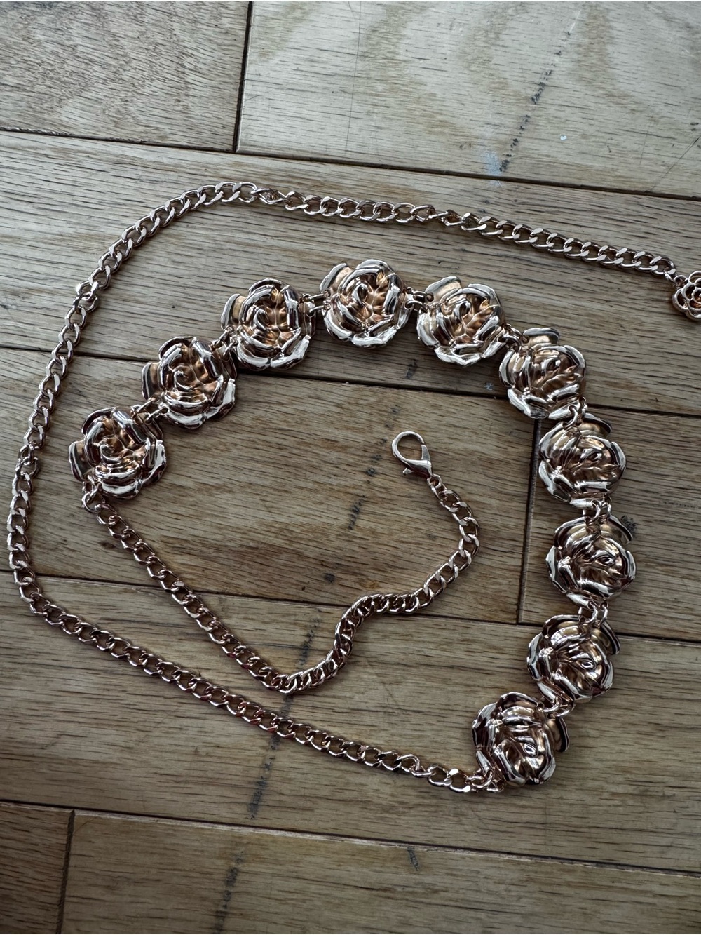 Gold Floral Link Belt - Women chain belt